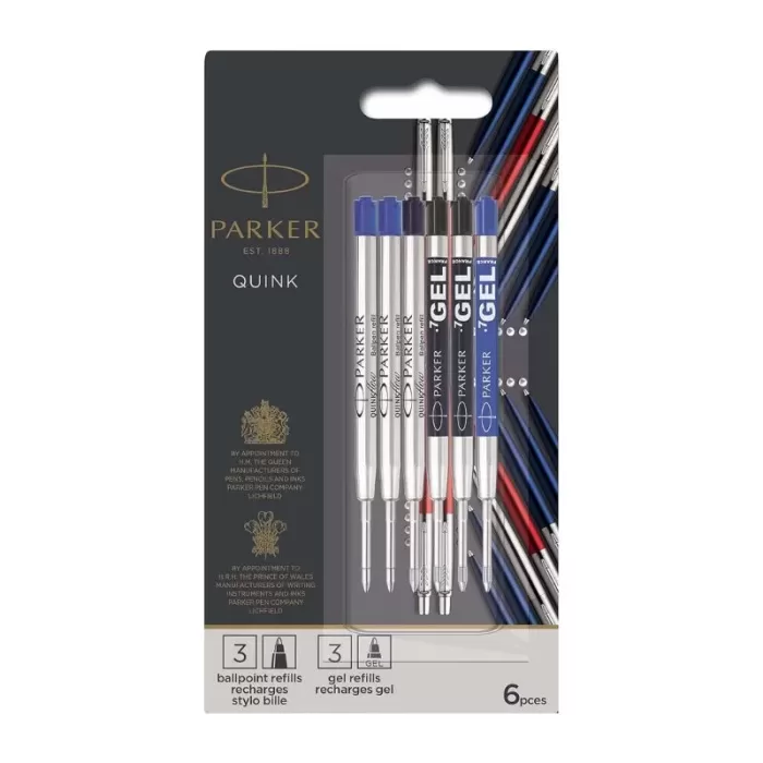 Parker Ballpoint Refills And Gel Refill (Pack Of 6)