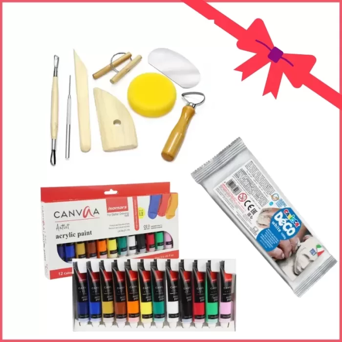 Clay , Tools  & Acrylic Set Of 12