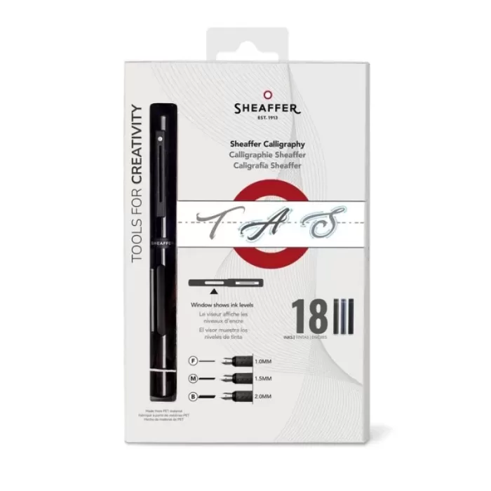 Sheaffer Calligraphy Matte Black Fountain pen Minikit with Black cap and Matte Black Trim in Hangsell - F, M, B nibs