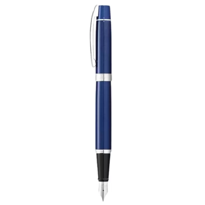 Sheaffer 300 E9341 Glossy Blue Fountain Pen With Chrome Trims - Medium Nib