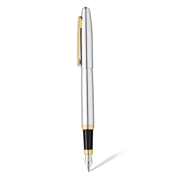 Sheaffer VFM E9422 Polished Chrome with Gold Trims Fountain Pen Fine Nib