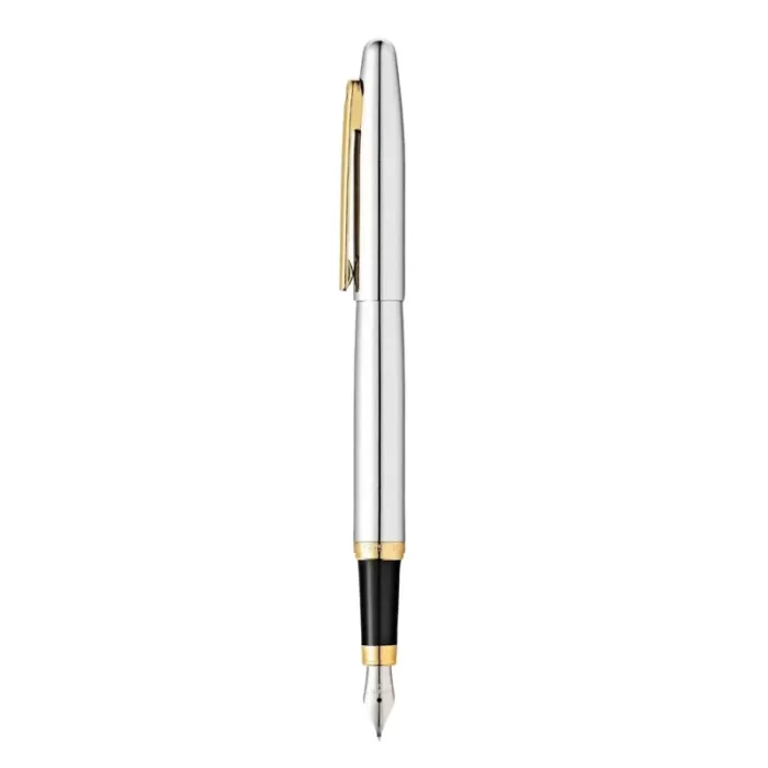 Sheaffer VFM E9422 Polished Chrome with Gold Trims Fountain Pen Medium Nib