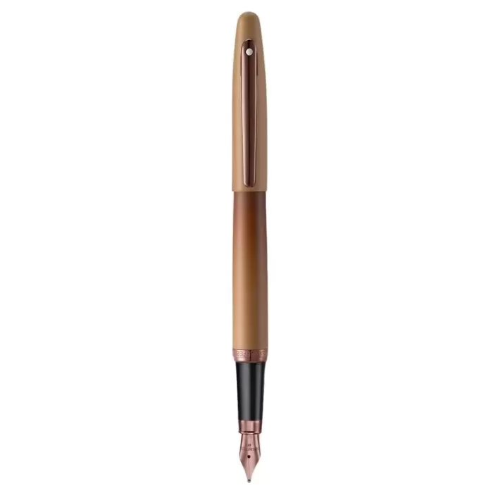 Sheaffer VFM 9428 Coffee Edition Matt Brown Fountain Pen with Regal Brown PVD Trims Fine Nib