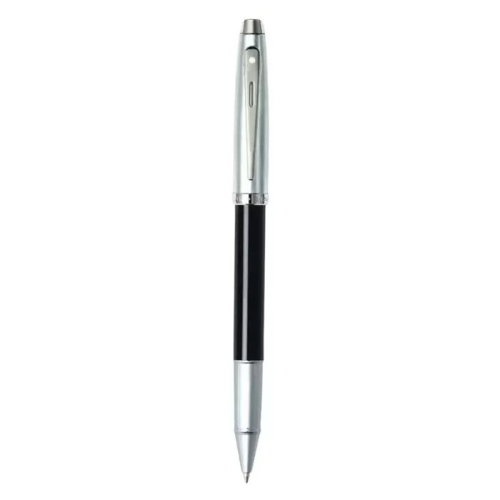 Sheaffer 100 E9313 Glossy Black Barrel Brushed Chrome Cap Rollerball Pen