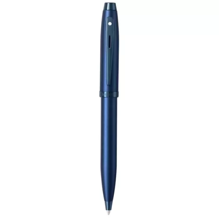 Sheaffer 100 E9371 Satin Blue Ballpoint Pen With PVD Blue Trim