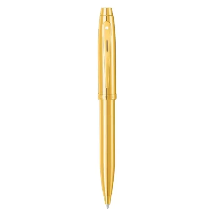 Sheaffer 100 E9372 Glossy PVD Gold Ballpoint Pen With PVD Gold Trim