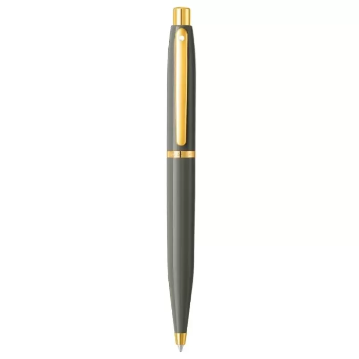 Sheaffer VFM 9427 Glossy Light Gray Ballpoint Pen With PVD Gold-Tone Trim