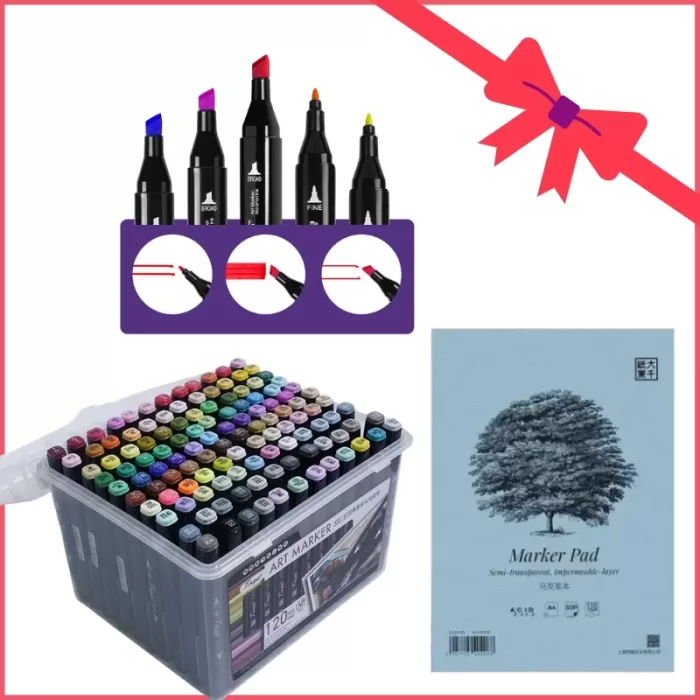 Tinge Art Marker Set of 120 & Marker Pad