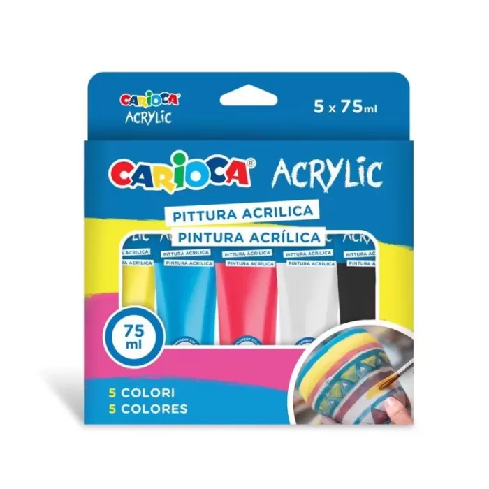 Carioca Acrylic Tempera box 5 colors - 75 ml