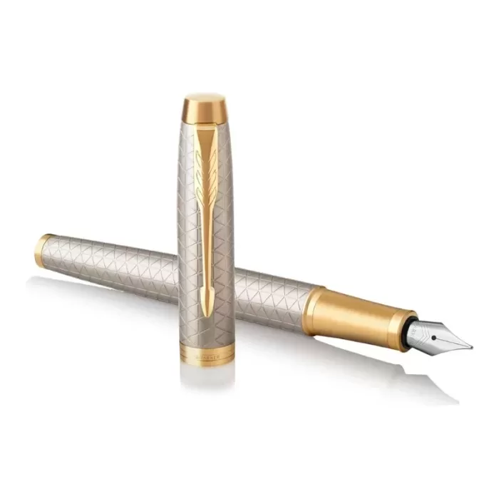 Parker IM Premium Warm Silver Gold Fountain Pen - Image 2