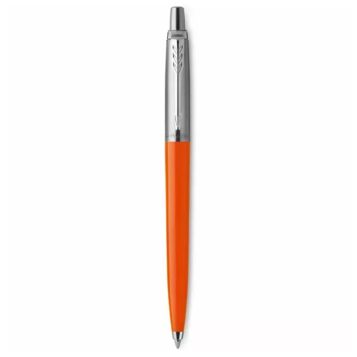 Parker Jotter Standard Chrome Trim BallPoint Pen Orange Body Blue Ink