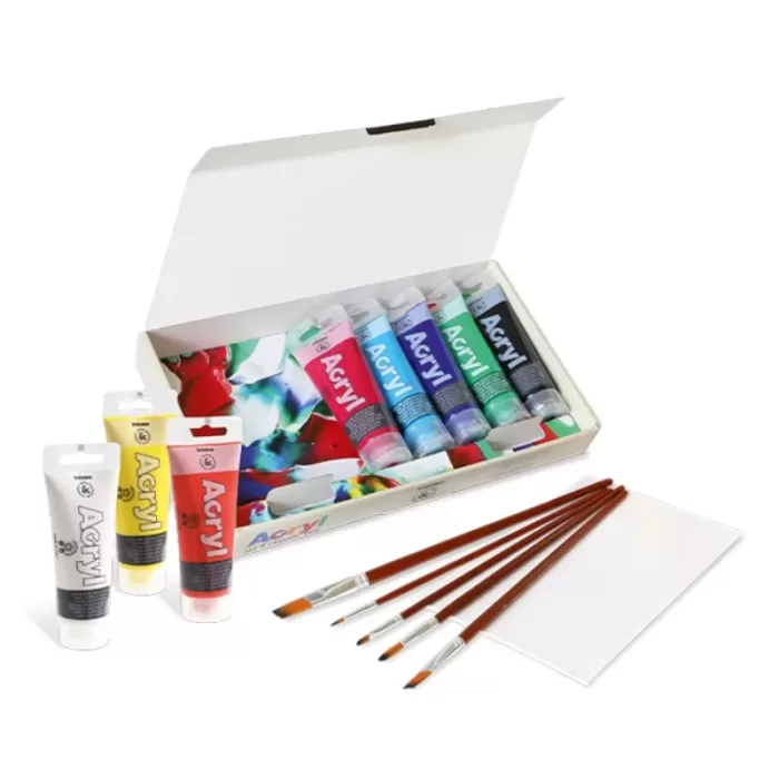 Primo Set Of 14 pcs 8 Tubes 1 Canvas 5 Brushes