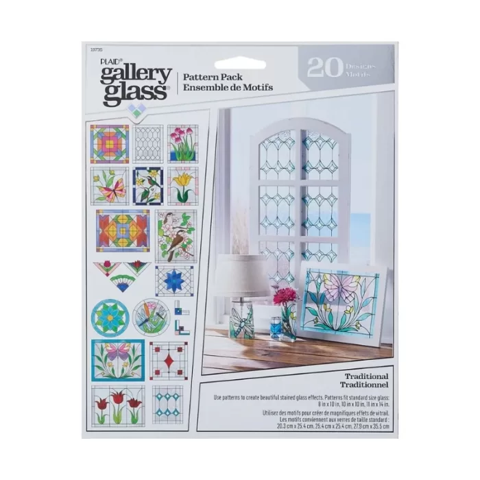 FolkArt Gallery Glass Pattern Packs - Traditional 20 Designs Motifs