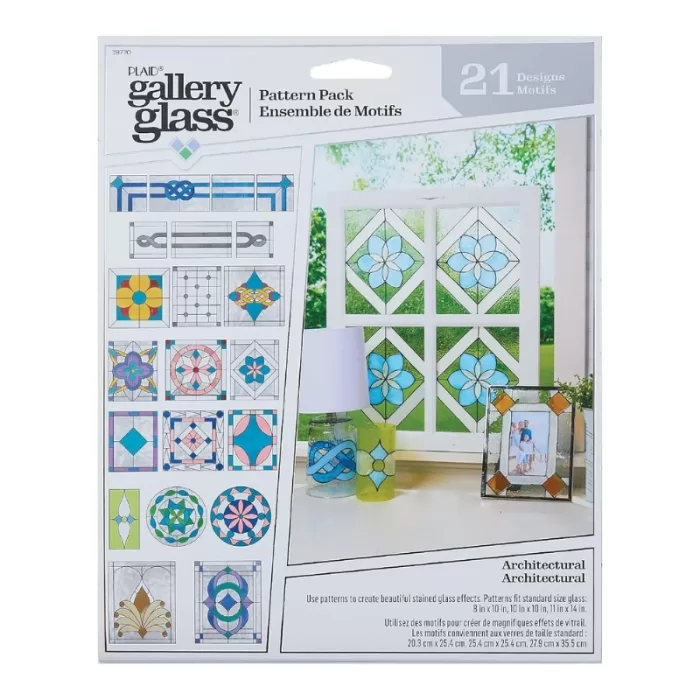 FolkArt Gallery Glass Architectural Pattern set 3 pc