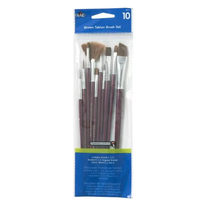 Plaid Brush Sets - Taklon Wood Brush Set 10 Brow