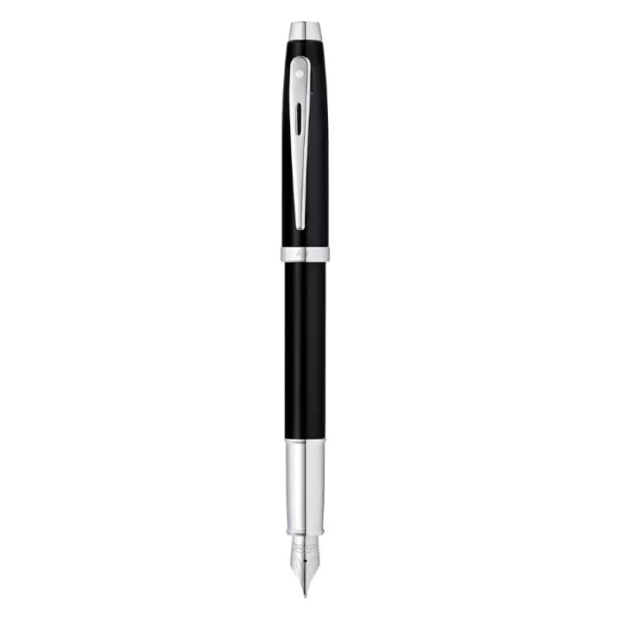 Sheaffer 100 E9317 Matte Black With Chrome Plated Trims Medium Fountain Pen